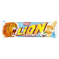 Lion Nadziewany wafel z karmelem płatkami pszennymi i wiórkami kokosowymi w polewie 40 g