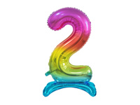 Balon foliowy B&C Cyfra stojąca 2, tęczowa, 74 cm