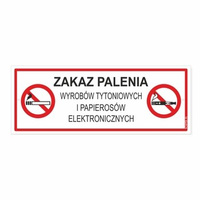 KORFED Tabliczka mała plastikowa ZAKAZ PALENIA WYROBÓW TYTONIOWYCH I PAPIEROSÓW ELEKTRONICZNYCH x 1 szt.