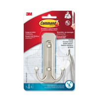 BATH36-CA Duży podwójny haczyk łazienkowy,  Command™ 1 haczyk + 2 małe paski