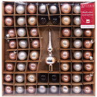 Bombka szklana fi 30 mm/56 sztuk + szpic gładkie mix