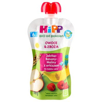 HiPP BIO Mus owocowy owoce & zboża po 6 miesiącu jabłka-banany-maliny z orkiszem 100g