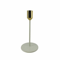 Świecznik 8x18cm biały ze złotym wykończeniem