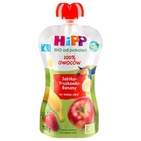 HiPP BIO Mus owocowy 100% owoców po 6 miesiącu jabłka-truskawki-banany 100g