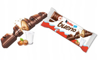 Kinder Bueno Wafel w mlecznej czekoladzie wypełniony mleczno-orzechowym nadzieniem 43 g (2 sztuki)