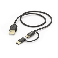 Adapter 2w1 Hama USB-A-Micro USB/USB-C  1m Czarny