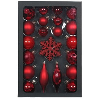 Zestaw 25 sztuk tradycyjnych ozdób choinkowych czerwone -RXL386