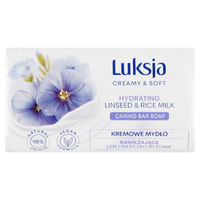Luksja Creamy & Soft Kremowe mydło w kostce Len imleczko ryżowe 90g