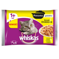 Whiskas 1+ lat Karma pełnoporcjowa potrawka w galaretce smaki drobiowe 340 g (4 x 85 g)