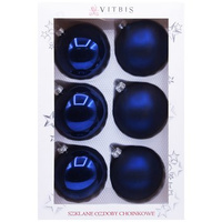 Vitbis Bombka szklana gładka granatowa 80mm 6szt.