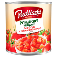 Pudliszki Pomidory krojone bez skórki w soku pomidorowym 2,52 kg