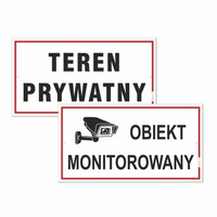 KORFED Tabliczka duża plastikowa OBIEKT MONITOROWANY/TEREN PRYWATNY MIX x 1 szt.