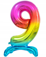 Balon foliowy B&C Cyfra stojąca 9, tęczowa, 74 cm