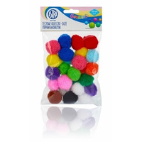 Pompony dekoracyjne 30 mm - Tęczowe kuleczki duże