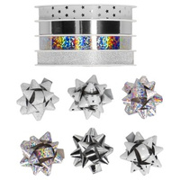 Zestaw do pakowania INCOOD prezentów wstążki i rozetki mix srebrny