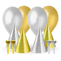 Zestaw Bal Karnawałowy, złoto-srebrny, 12 elementów