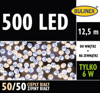 Lampki 500 LED biały ciepły/biały zimny z zasilaczem 12,5M dekoracji, na zewnątrz i do wnętrz