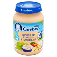 Gerber Winogrona i jabłuszka z twarożkiem dla niemowląt po 6. miesiącu 190 g
