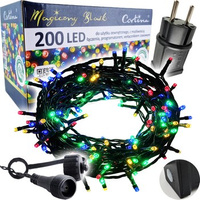 Lampki 200 LED na transformator + programator + dodatkowe gniazdo multikolor