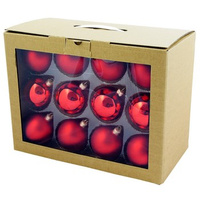 Vitbis Bombka szklana gładka czerwona 80mm 24szt.