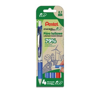 Pentel Komplet 4 piór kulkowych EnerGel BL77 ECO - czerwony, niebieski x 3