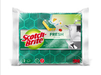 Scotch-Brite® FRESH Zmywak kuchenny płaski do trudnych zabrudzeń z unikaną technologią SCRUB DOTS