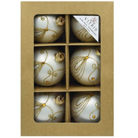 Vitbis Bombka szklana pętelka białe 80mm 6szt.