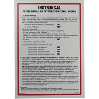 Tablica instrukcja na wypadek powstania pożaru