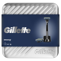 Gillette Zestaw podarunkowy: maszynka Mach3 Chrome + 2 ostrza + magnetyczna podstawka