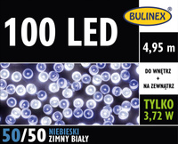 Lampki 100 LED biały zimny/niebieski z zasilaczem 4,95M dekoracji na zewnątrz i do wnętrz