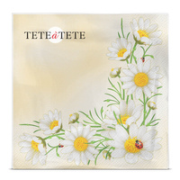 Serwetki Tete a Tete ED Bukiet z Margaretek, Serwetki Tete a Tete 3-warstwowe 33x33cm składane 1/4 20szt w paczce