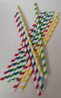 Słomki papierowe, kolorowe paski -opakowanie 100szt HORECA POLSKA