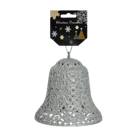 Dzwonek z brokatem srebrny 15cm