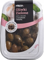 Oliwki zielone drylowane z czosnkiem i bazylią pasteryzowane Fresh Pack 200g Lyrakis Family