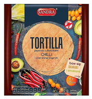 SANDRA Tortilla pszenna z dodatkiem chilli i czerwonej papryki 25cm (4szt) 240g