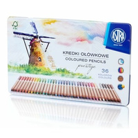 Kredki z drewna cedrowego w metalowym pudełku Astra Prestige 36 kolorów