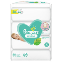 Pampers Sensitive Chusteczki 4 opakowania = 320 chusteczek