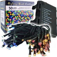 Lampki 50 LED z programatorem + timer na baterie IP44 multi