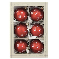 Bombka szklana dekor tradycyjny 80mm/6 szt, czerwone/bordo