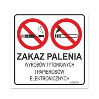 KORFED Naklejka ZAKAZ PALENIA wyrobów tytoniowych i papierosów elektronicznych 15x15 x 1 szt.