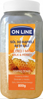 On Line Sól do kąpieli mleko i miód 800 g
