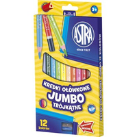 Kredki ołówkowe trójkątne jumbo Astra 12 kolorów+temperówka