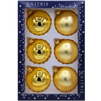 Vitbis Bombka szklana gładka złota 80mm 6szt.