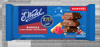 E Wedel Czekoladagorzka z malinami i wafelkami 80g
