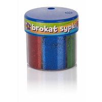 Brokat 50g x 6 kolorów (złoty, srebrny, czerwony, niebieski, zielony, różowy)