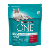 PURINA ONE Adult Pełnoporcjowa karma dla dorosłych kotów bogata w wołowinę i pełne ziarna 800 g