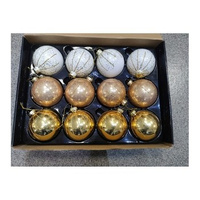 EM&EM Bombka szklana 8cm mix biały, złoty i miedziany