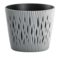 Doniczka Prosperplast Sandy Round, śr. 19 cm, szary kamienny, z wkładem
