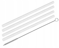 Słomki szklane 22 cm ze szczoteczką 4 szt