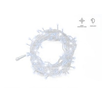 Lampki FLESZ 100 LED zimny biały + zimny biały flesz, z dodatkowym gniazdkiem z zasilaczem, 9,9M dekoracji, na zewnątrz i do wnętrz